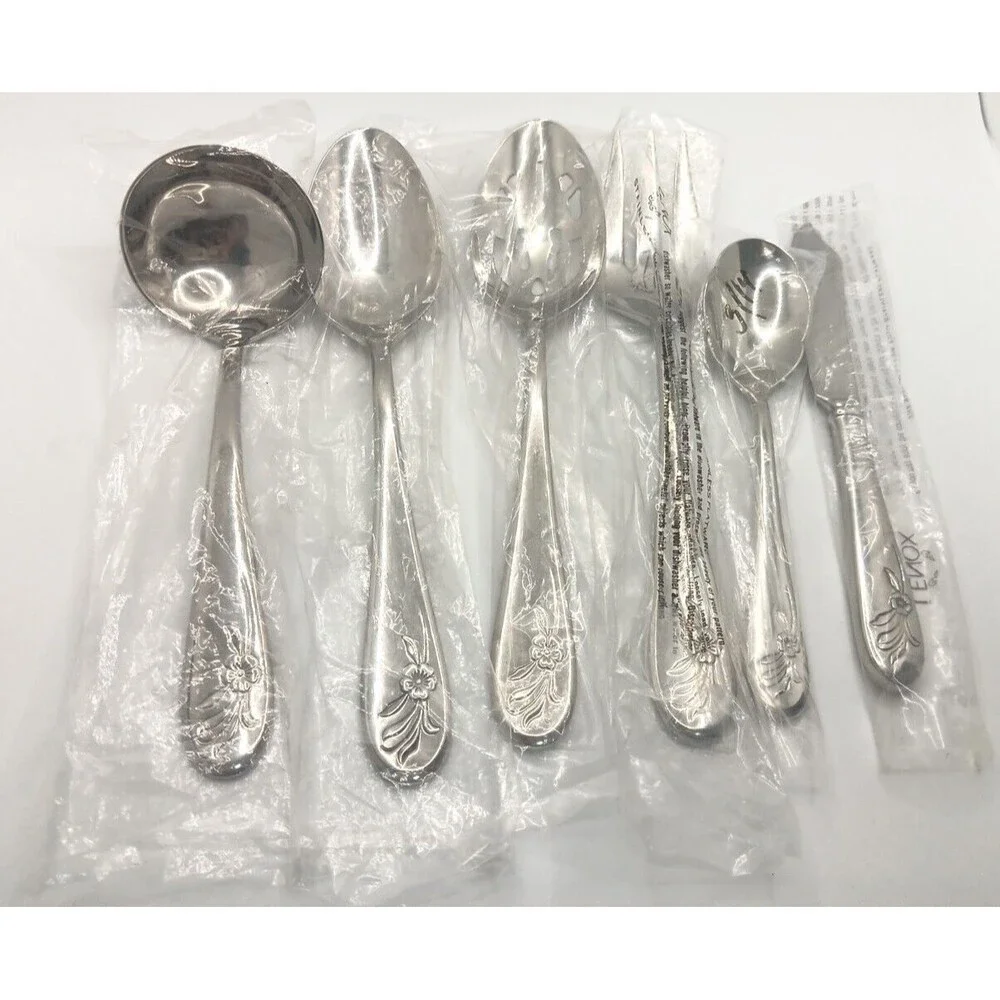 LENOX SHEER BLISS Server Hostess 6 piece Set 10/18 Stainless Flatware new